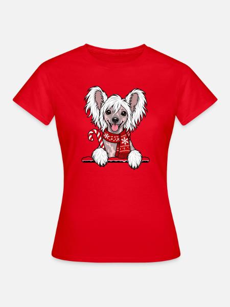 Weihnachten Chinesischer Schopfhund - Frauen T-Shirt - Rot