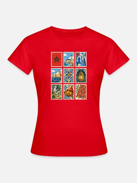 Marokko Briefmarken - Frauen T-Shirt - Rot