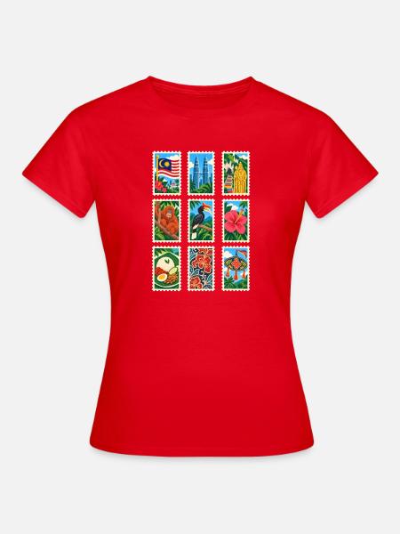 Malaysia Briefmarken - Frauen T-Shirt - Rot