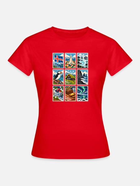 Island Briefmarken - Frauen T-Shirt - Rot