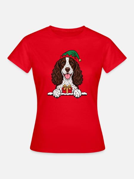 Weihnachten English Springer Spaniel - Frauen T-Shirt - Rot