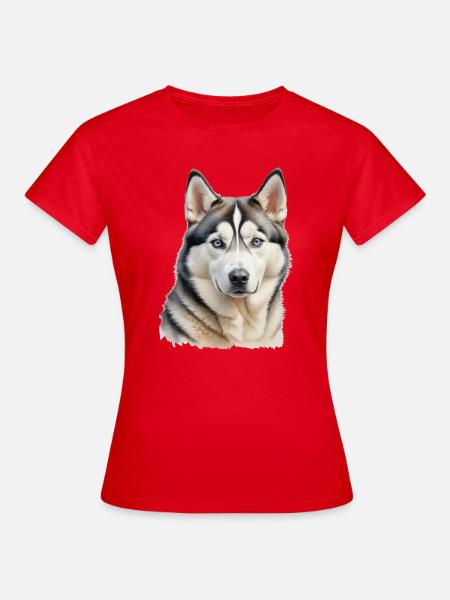 Blauer Augen Husky Kopf Illustration - Frauen T-Shirt - Rot