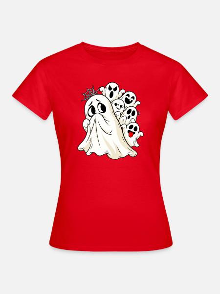 Ängstlicher Geist Halloween Gespenst Angsthase - Frauen T-Shirt - Rot