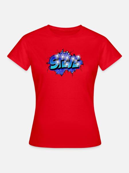 STEVE bricht durch Ziegel! Graffiti-Name - Frauen T-Shirt - Rot