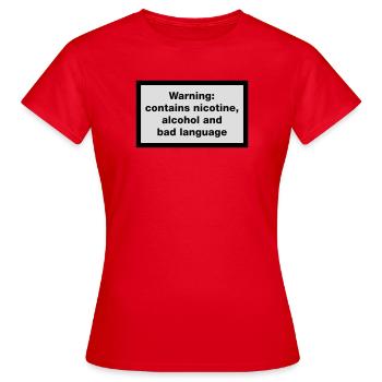 Avertissement: contient, la nicotine, l'alcool et - T-shirt Femme - rouge - Devant - AI Model Female 172 dark (172cm)