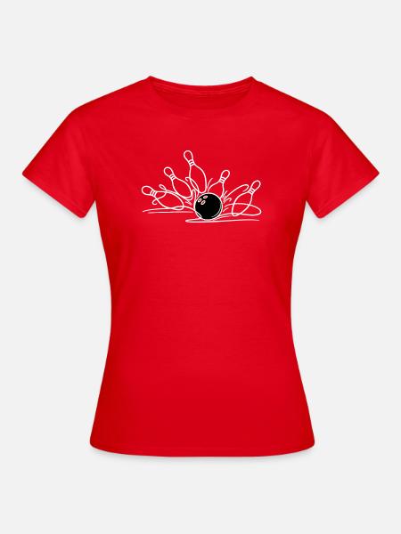 Handgezeichnete Bowling Linienkunst - Frauen T-Shirt - Rot