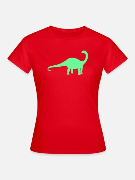 Neon Dino Silhouette - Frauen T-Shirt - Rot
