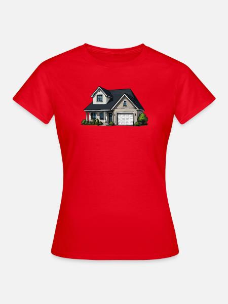 Ländliches Haus Illustration - Frauen T-Shirt - Rot