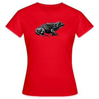 Graphic of a real frog in profile - Women's T-Shirt - red - Front - AI Model Female 172 dark (172cm)