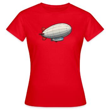 Luftschiff Cartoon Zeppelin - Frauen T-Shirt - Rot - Vorne - AI Model Female 172 dark (172cm)