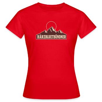 Bündner Härzbluetbündner - Frauen T-Shirt - Rot - Vorne - AI Model Female 172 dark (172cm)