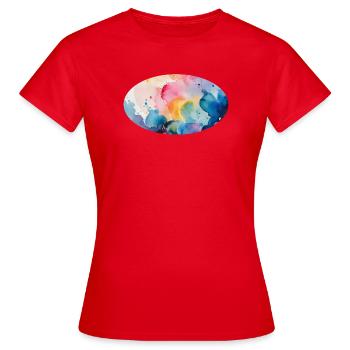 Aquarellfarben Farbexplosion auf Leinwand - Frauen T-Shirt - Rot - Vorne - AI Model Female 172 dark (172cm)