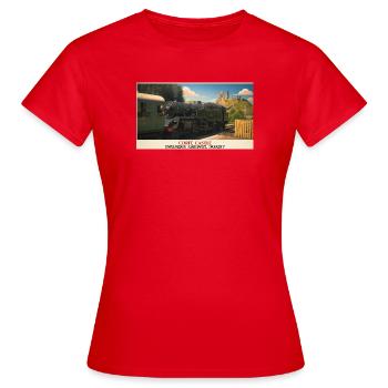 Corfe Castle Dampflok-Plakat - Frauen T-Shirt - Rot - Vorne - AI Model Female 172 dark (172cm)