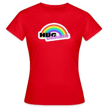 Autocollants Hug Dealer : design arc-en-ciel coloré - T-shirt Femme - rouge - Devant - AI Model Female 172 dark (172cm)