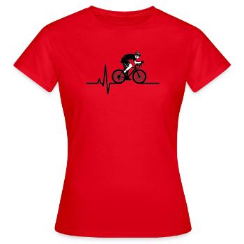ECG du battement de cœur pour vélo de route - T-shirt Femme - rouge - Devant - AI Model Female 172 dark (172cm)