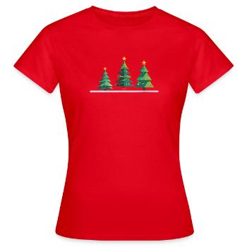Christmas fir trio - Women's T-Shirt - red - Front - AI Model Female 172 dark (172cm)