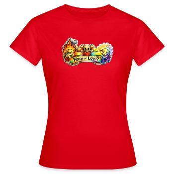 Hate or Love? - Frauen T-Shirt - Rot - Vorne - AI Model Female 172 dark (172cm)