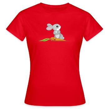 Häschen mit Möhre - Frauen T-Shirt - Rot - Vorne - AI Model Female 172 dark (172cm)