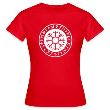 Vegvisir Nordique – Symbole de Protection Blanc - T-shirt Femme - rouge - Devant - AI Model Female 172 dark (172cm)