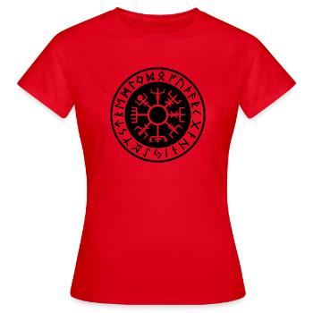 Vegvisir Nordique – Symbole de Protection Noir - T-shirt Femme - rouge - Devant - AI Model Female 172 dark (172cm)