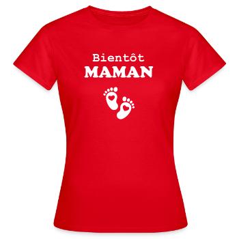 Annonce grossesse - Bientôt maman - T-shirt Femme - rouge - Devant - AI Model Female 172 dark (172cm)