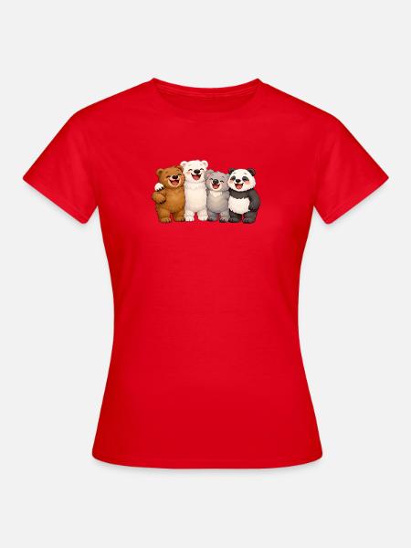 Vier Bären in Freundschaft - Frauen T-Shirt - Rot