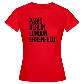 PARIS, BERLIN, LONDON, EHRENFELD - Women's T-Shirt - red - Front - AI Model Female 172 dark (172cm)