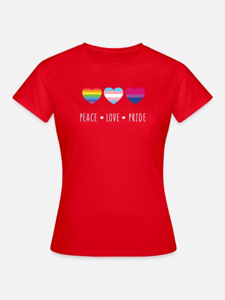 Pride Month LGBT - Frieden, Liebe, Stolz - Frauen T-Shirt - Rot