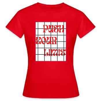 Red Typography Push Your Limit T Shirt - Frauen T-Shirt - Rot - Vorne - AI Model Female 172 dark (172cm)