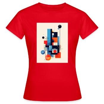 Abstrakte geometrische Komposition - Frauen T-Shirt - Rot - Vorne - AI Model Female 172 dark (172cm)