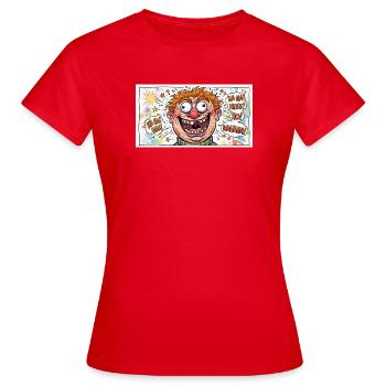 Kunterbuntes Cartoongesicht - Frauen T-Shirt - Rot - Vorne - AI Model Female 172 dark (172cm)