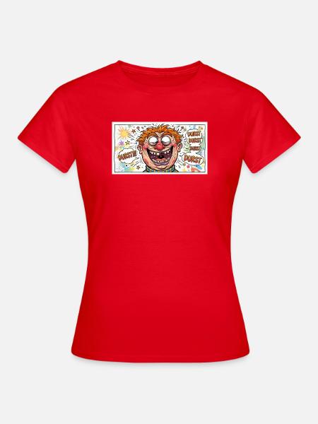 Durst-Karikatur Comicgesicht - Frauen T-Shirt - Rot
