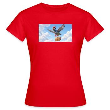 Cute Flying Postal Pigeon Delivering Package - Women's T-Shirt - red - Front - AI Model Female 172 dark (172cm)
