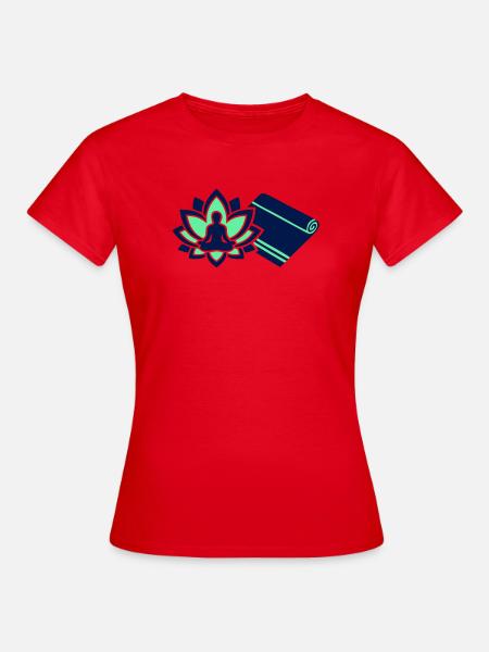 Meditation Yoga Matte Outline - Frauen T-Shirt - Rot