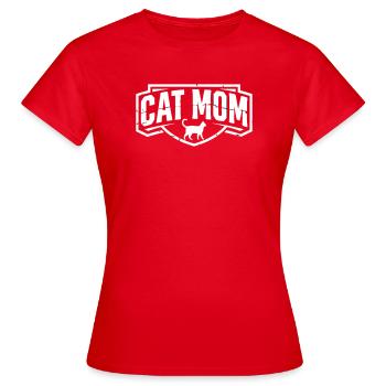 Cat Mom Vintage Wappen - Frauen T-Shirt - Rot - Vorne - AI Model Female 172 dark (172cm)