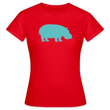 Turquoise Hippo Silhouette - Women's T-Shirt - red - Front - AI Model Female 172 dark (172cm)