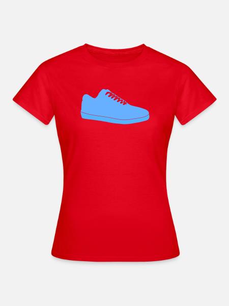 Blauer Sneaker Silhouette - Frauen T-Shirt - Rot