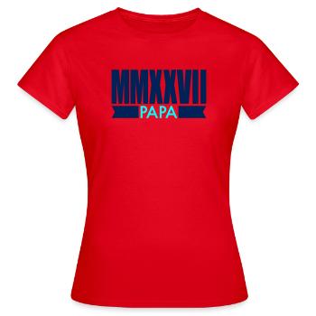 Announcing Baby 2027 - Dad - Women's T-Shirt - red - Front - AI Model Female 172 dark (172cm)