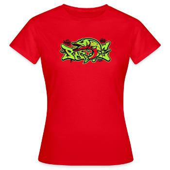 Hecht Graffiti Grafik - Frauen T-Shirt - Rot - Vorne - AI Model Female 172 dark (172cm)