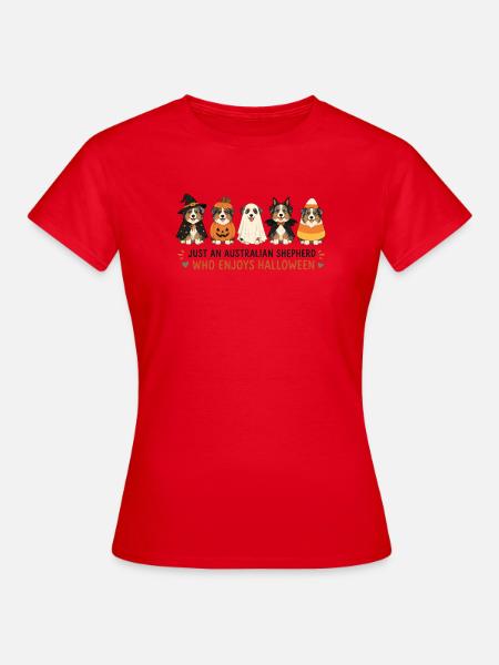 Halloween Aussie Shepherd Crew - Frauen T-Shirt - Rot