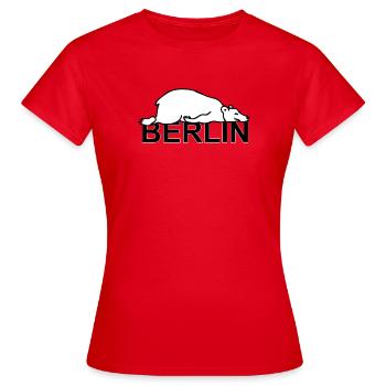 Berlin La paresseuse Paule Allemagne Berlin Bear - T-shirt Femme - rouge - Devant - AI Model Female 172 dark (172cm)