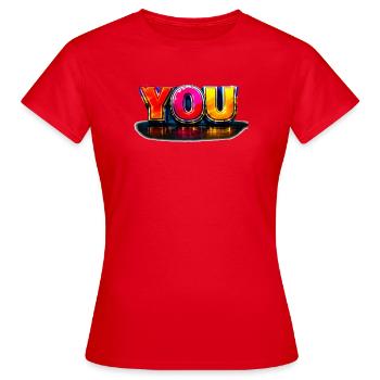 Typographie des arcs-en-ciel 3D YOU - T-shirt Femme - rouge - Devant - AI Model Female 172 dark (172cm)