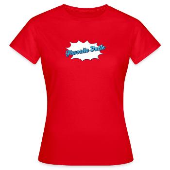 Schriftzug Favorite Uncle für den Lieblingsonkel - Frauen T-Shirt - Rot - Vorne - AI Model Female 172 dark (172cm)