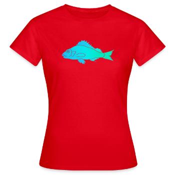 Poisson à nageoire dentelée - T-shirt Femme - rouge - Devant - AI Model Female 172 dark (172cm)