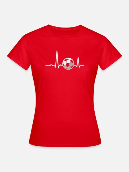Soccer Heartbeat ECG Line Soccer Fan Gift - Women's T-Shirt - red