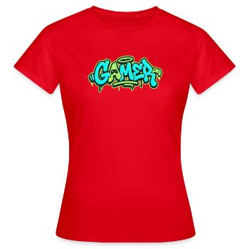 Gamer Graffiti Logo - Frauen T-Shirt - Rot - Vorne - AI Model Female 172 dark (172cm)