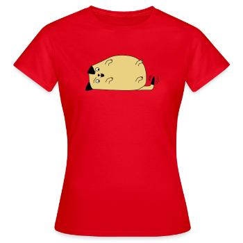 Chien regarde sa queue - T-shirt Femme - rouge - Devant - AI Model Female 172 dark (172cm)