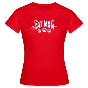 Cat Mom Pfoten Schriftzug - Frauen T-Shirt - Rot - Vorne - AI Model Female 172 dark (172cm)