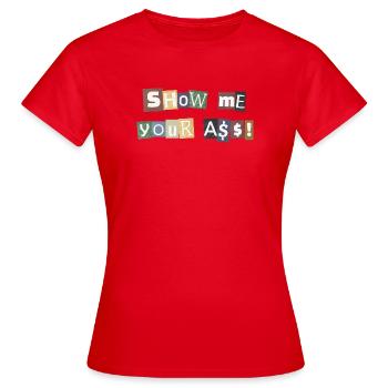 Collage de lettres SYMA - T-shirt Femme - rouge - Devant - AI Model Female 172 dark (172cm)