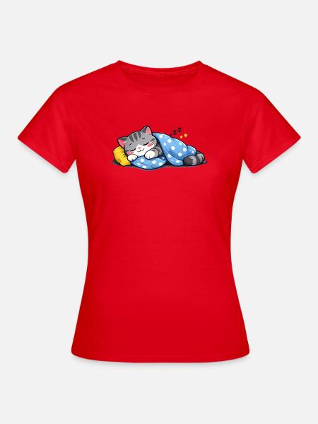 Polka Dot Kätzchen-Traumschlaf - Frauen T-Shirt - Rot